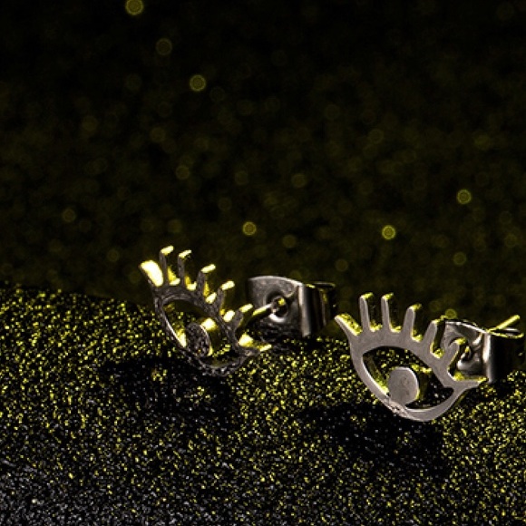 Stainless Steel Eye Stud Earrings - Picture 2 of 4